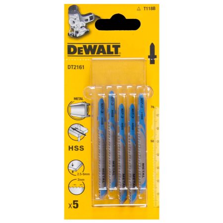 DeWalt DT2161-QZ T118B HSS Jigsaw Blades for Metal x5 Pcs