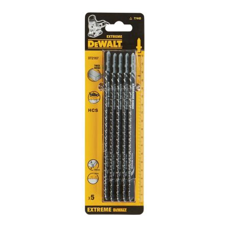 DeWalt DT2167-QZ T744D HCS Jigsaw Blade For Wood 180mm x5 Pcs