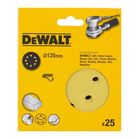 DeWalt DT3117-QZ ROS QUICK FIT Sanding Discs 125mm 240 Grit x25 Pcs for DCW210N & DWE6423