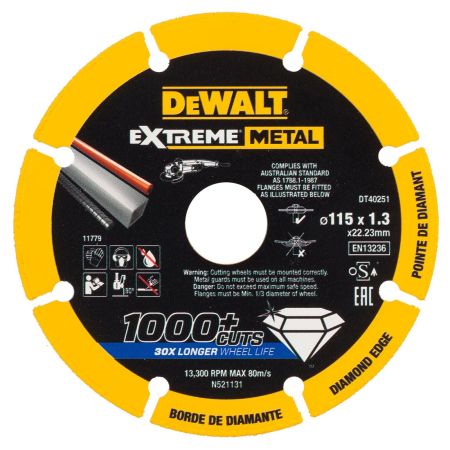 DeWalt DT40251-QZ EXTREME METAL Diamond Disc 115 x 22.23 x 1.3mm
