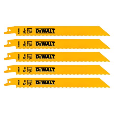 DeWalt DT90383-QZ BIM Reciprocating General Purpose Saw Blades 203mm 10TPI x5 Pcs