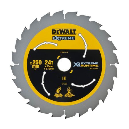 DeWalt DT99571-QZ Xtreme Runtime 250mm x 30mm 24T Blade For Corded & Cordless Saws