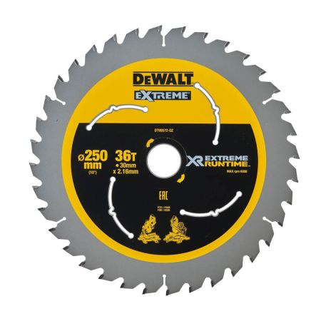 DeWalt DT99572-QZ Xtreme Runtime 250mm x 30mm 36T Blade For Corded & Cordless Saws