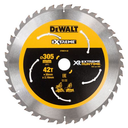 DeWalt DT99574-QZ eXtreme Runtime 305mm x 30mm x 42T Mitre Saw Blade for DHS780