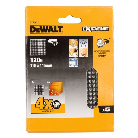 Dewalt DTM3023-QZ Extreme Universal Abrasive Mesh 1/4 Sanding Sheet 120G x5 Pcs