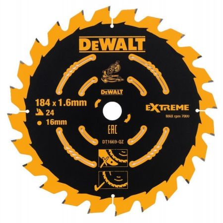 DeWalt DT1669-QZ Coarse Saw Blade for Cordless Mitre Saws 184mm x 16mm x 24 Teeth