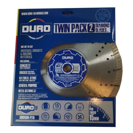 Duro DSBM-PT15 Base Diamond General Purpose Blade For Petrol Saws Twin Pack 300mm / 12" x2 Pcs