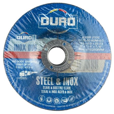 Duro 125mm / 5" x 6mm Steel & Inox Discs with DC x5 Pcs