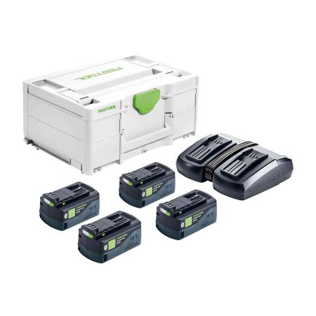 Festool 577137 Energy Set SYS 18v Inc 4x 5.2Ah Batts, 2/TCL 6 DUO In Carry Case