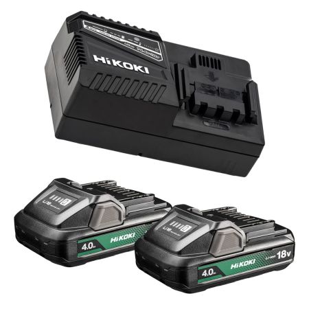 HiKOKI UC18YFSLJEZ 18v Starter Pack Inc UC18YFSL Battery Charger & 2x 18v 4.0Ah Slimline Batts