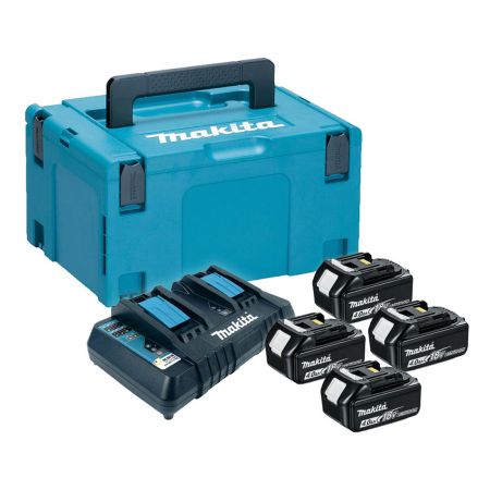 Makita 98C431 Power Source Kit inc 4x 4.0Ah Batts, Twin Charger & Makpac Case