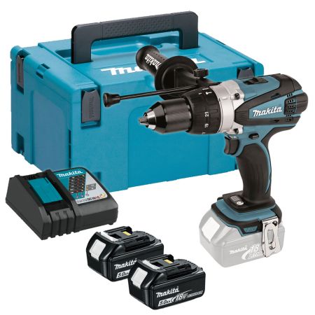 Makita DHP458RTJ 18v LXT Combi Drill with 2x 5.0Ah Batts in Makpac Case