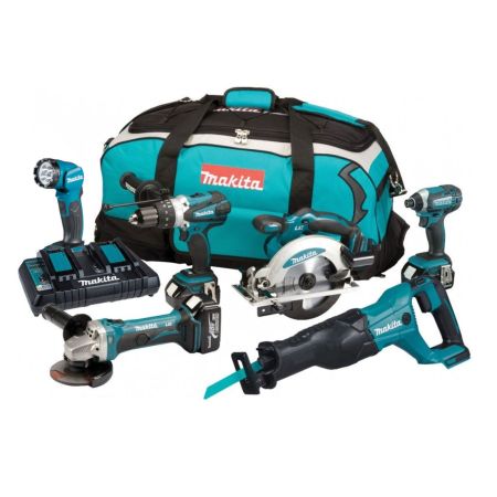Makita DLX6072PT 18v 6Pc Combo Kit LXT inc 3x 5Ah Batts with Twin Charger