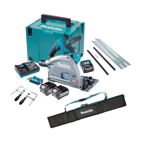 Makita SP001GD201KIT 40v Max XGT AWS Brushless Plunge Saw 165mm Inc 2x 2.5Ah Batts & Guide Rail Accessories