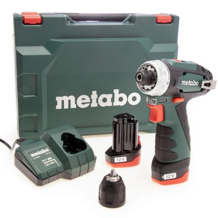 Metabo PowerMaxx BS Basic 12v Cordless Drill Driver Inc 2x 2.0Ah Batts In Carry Case