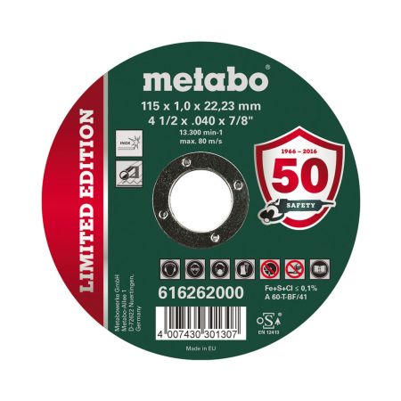 Metabo Cutting Discs 115 x 1.0 x 22.23mm Inox TF 41 x10 Pcs 616262000