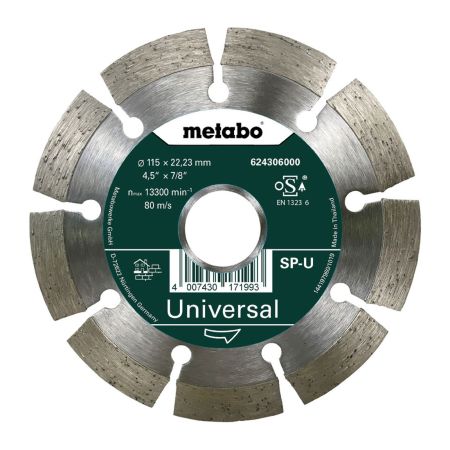 Metabo 624306000 115 x 22.23 mm Universal Diamond Cutting Disc For Angle Grinders