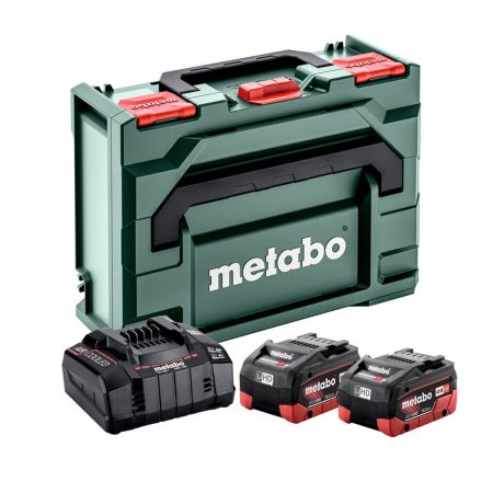 Metabo 685142590 18v Basic Set 2x 10.0Ah LiHD Batts & ASC 145 Black In metaBOX 215 Carry Case