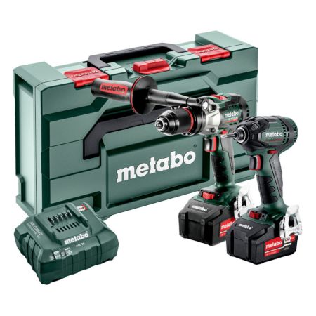 Metabo Combo Set 2.1.15 18v Combi Hammer Drill & Impact Driver Kit Inc 2x 4.0Ah Batts In MetaBOX 145L