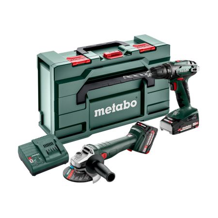 Metabo 2.4.3 18v Drill Driver & Angle Grinder Combo Set Inc 1x 2.0Ah & 1x 4.0Ah Batts 685204590