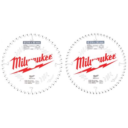 Milwaukee CSB 216mm x 30mm Circular Saw Blades For Mitre Saws Twin Pack (x2 Pcs) 4932479575