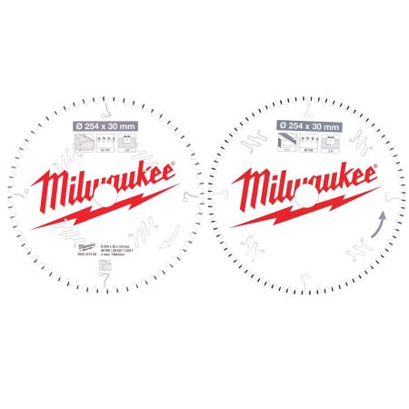 Milwaukee CSB 254mm x 30mm Circular Saw Blades For Mitre Saws Twin Pack (x2 Pcs) 4932479576