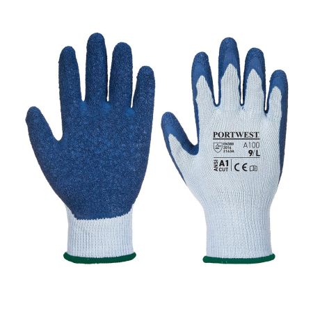 Portwest A100G4RXL A100 Latex Grip Glove Blue Extra Large
