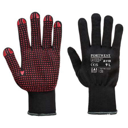 Portwest A110BKRXL A110 General Handling Polka Dot Gloves Black Extra Large