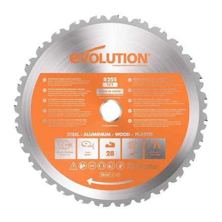 Evolution Mitre Saw Blade for Multi Materials 255mm x 25.4mm x 28T
