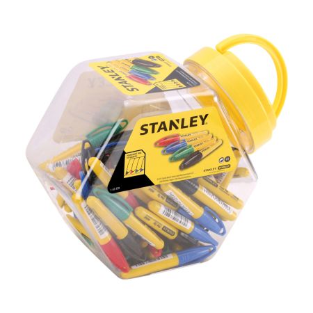 Stanley 1-47-329 Mini Fine Tip Marker Pens Mixed Colours x72 Pcs