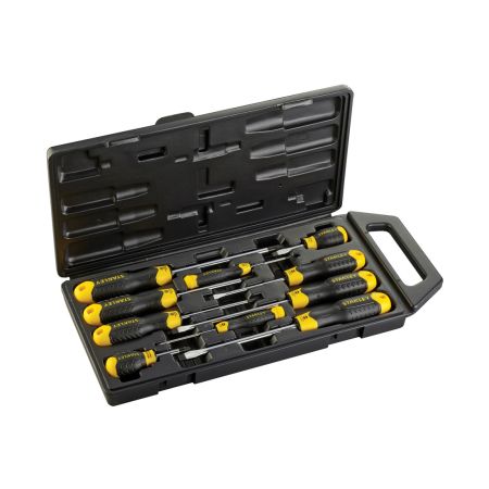 Stanley 2-65-014 Flared / Pozi Cushion Grip Screwdriver Set x10 Pcs In Carry Case