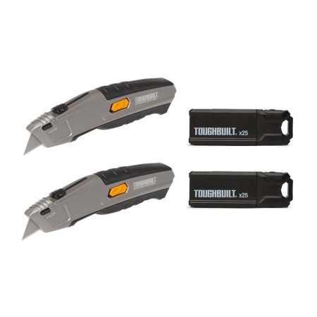 ToughBuilt TB-H4S52-20 Autoloading Utility Knife Twin Pack Inc 50x Blades