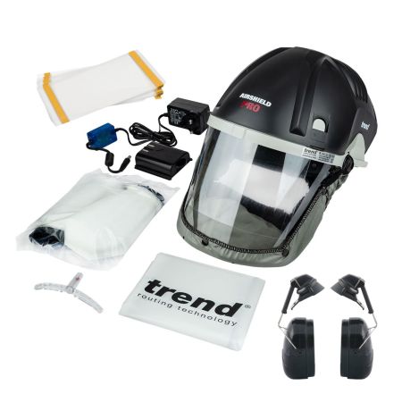 Trend AIR/PRO Airshield Pro APF 20 Powered Respirator Mask 230v Bundle Inc Ear Defenders & Visor Overlay