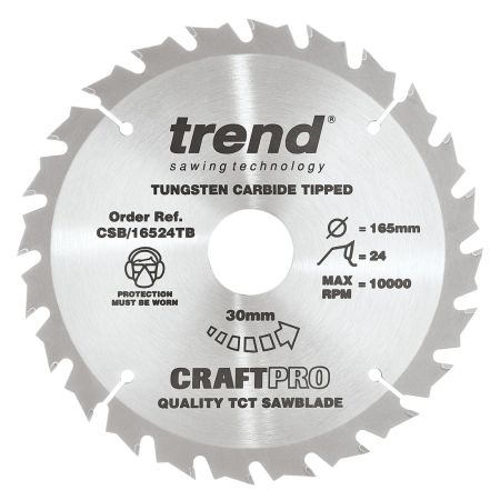 Trend CSB/16524TB CraftPro Saw Blade 165mm x 24T x 30 Thin
