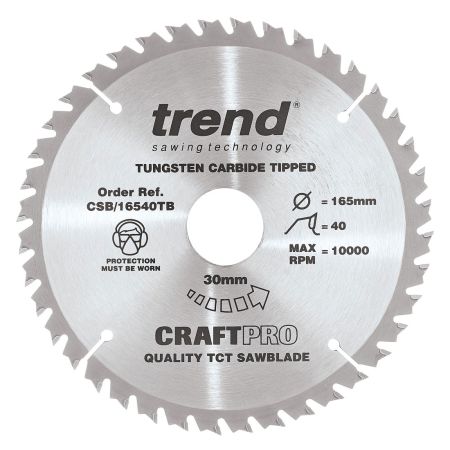 Trend CSB/16540TB CraftPro Saw Blade 165mm x 40T x 30 Thin