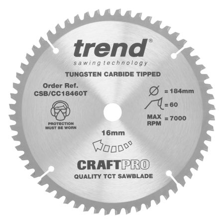 Trend CSB/CC18460T CraftPro Crosscut Circular Saw Blade 184x60Tx16