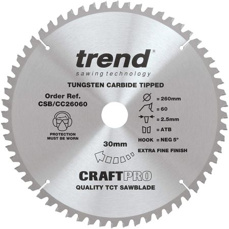 Trend CSB/CC26060 CraftPro Saw Blade 260mm x 60T x 30mm