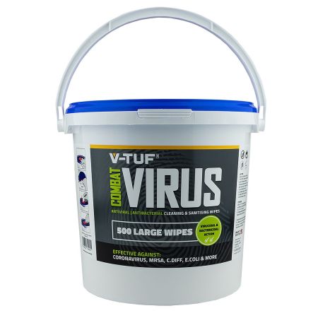 V-TUF VTABW-500 Anti-Viral & Anti-Bacterial Wipes Bucket 500 Pcs