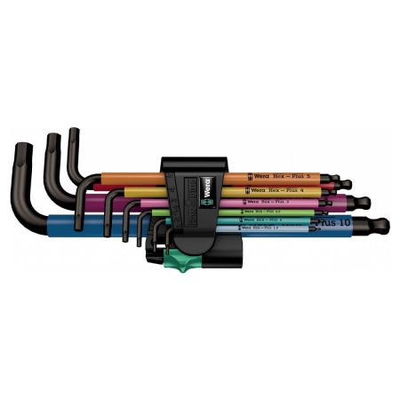 Wera 950/9 1.5-10mm Hex-Plus BlackLaser Multicolour HF 1 L-Key Set Metric x9 Pcs 05022210001