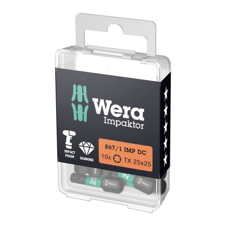 Wera 867/1 Impaktor Torx Tx25 25mm Screwdriver Bit x10 Pcs 05057625001