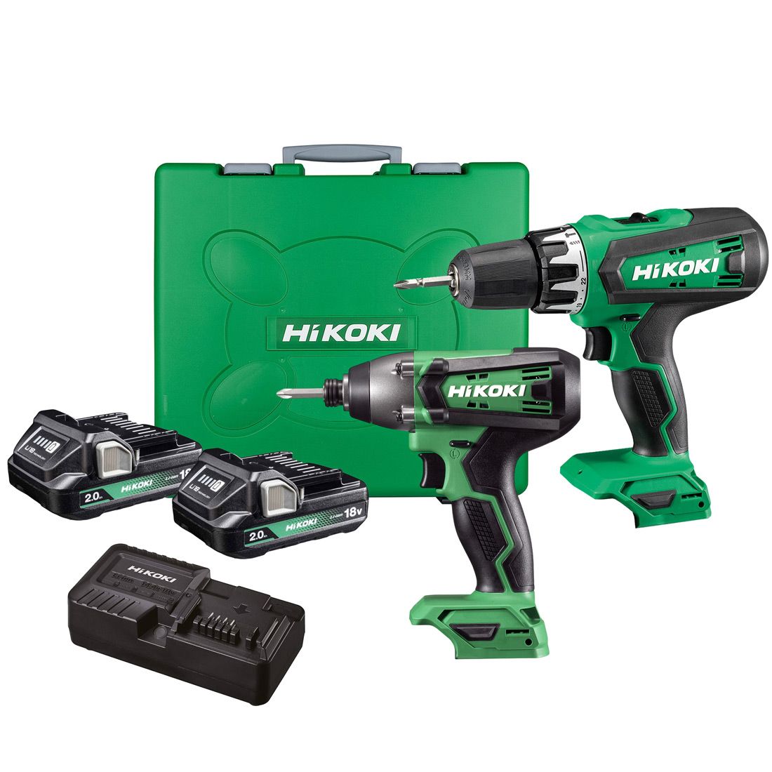 HiKOKI KC18DFXJAZ 18v Combi & Impact Drill Twin Pack Inc 2x 2.0Ah