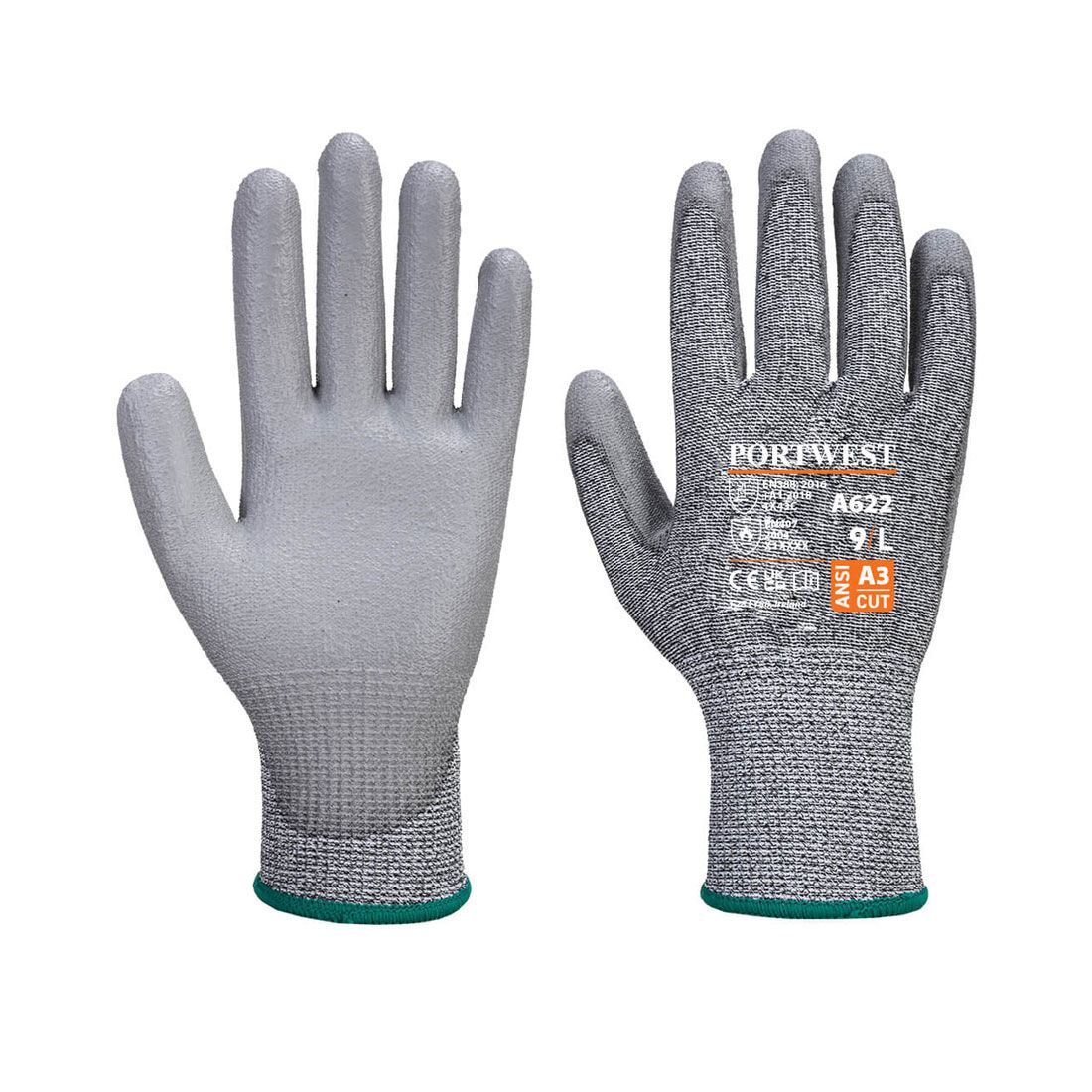 Portwest A622 MR Cut PU Palm Gloves Grey | Power Tool World