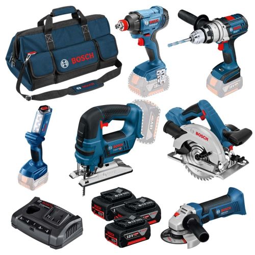 Bosch Professional 18v 6 Piece Cordless Tool Kit with 3x 4.0Ah Batts in Bag 0615990L1M