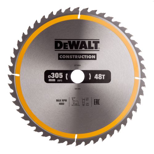 DeWalt DT1959-QZ Circular Saw Blade Construction 305mm x 30mm x 48 Teeth