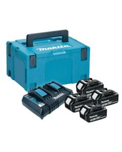 Makita 197627-6 18v LXT Power Source Kit Inc 4x 5.0Ah Batts, 1x Twin Charger & Makpac Carry Case