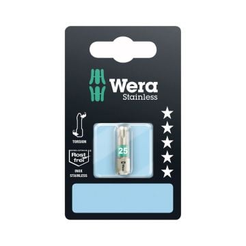 Wera 3867/1 TS SB Torx TX25 x 25mm Stainless Steel Torsion Screwdriver Bit Carded