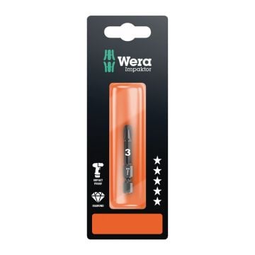 Wera 855/4 IMP DC SB Impaktor Pozi PZ3 x 50mm Screwdriver Bit Carded