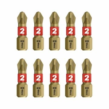 Wera 851/1 BTH Phillips BiTorsion PH2 Bits Extra Hard 25mm x10 Pcs