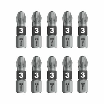 Wera 855/1 BTZ Pozidriv 25mm Extra Tough BiTorsion PZ3 Bits x10 Pcs