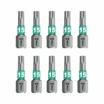 Wera 867/1 BTZ Torx BiTorsion TX15 Bits 25mm x10 Pcs